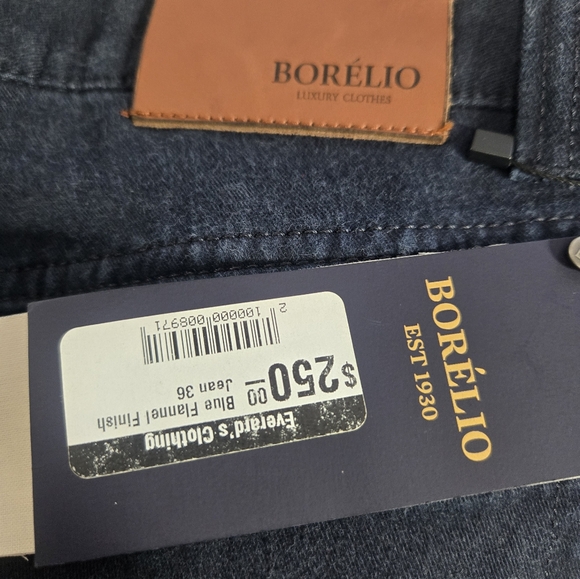 Borelio Men's 36X35 Blue Flannel Finish Straight Leg Blue Denim Jean New Tags - Picture 7 of 7